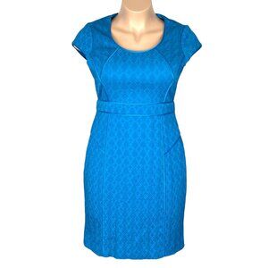 Adrianna Papell Womens Cap Sleeve Textured Sheath Dress Turquoise Blue size 14
